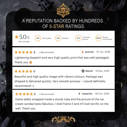 Five-star rating system with customer reviews on a decorative background