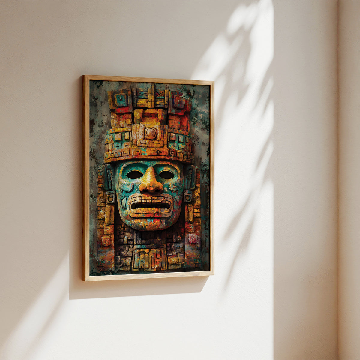 Ancient Mesoamerican Mask Wall Art Print  – Cultural Art Print