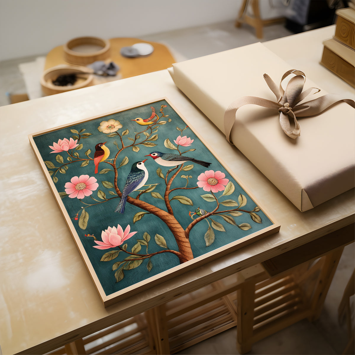 Vintage Warm Blooming Tree Wall Art Print – Floral Art Prints