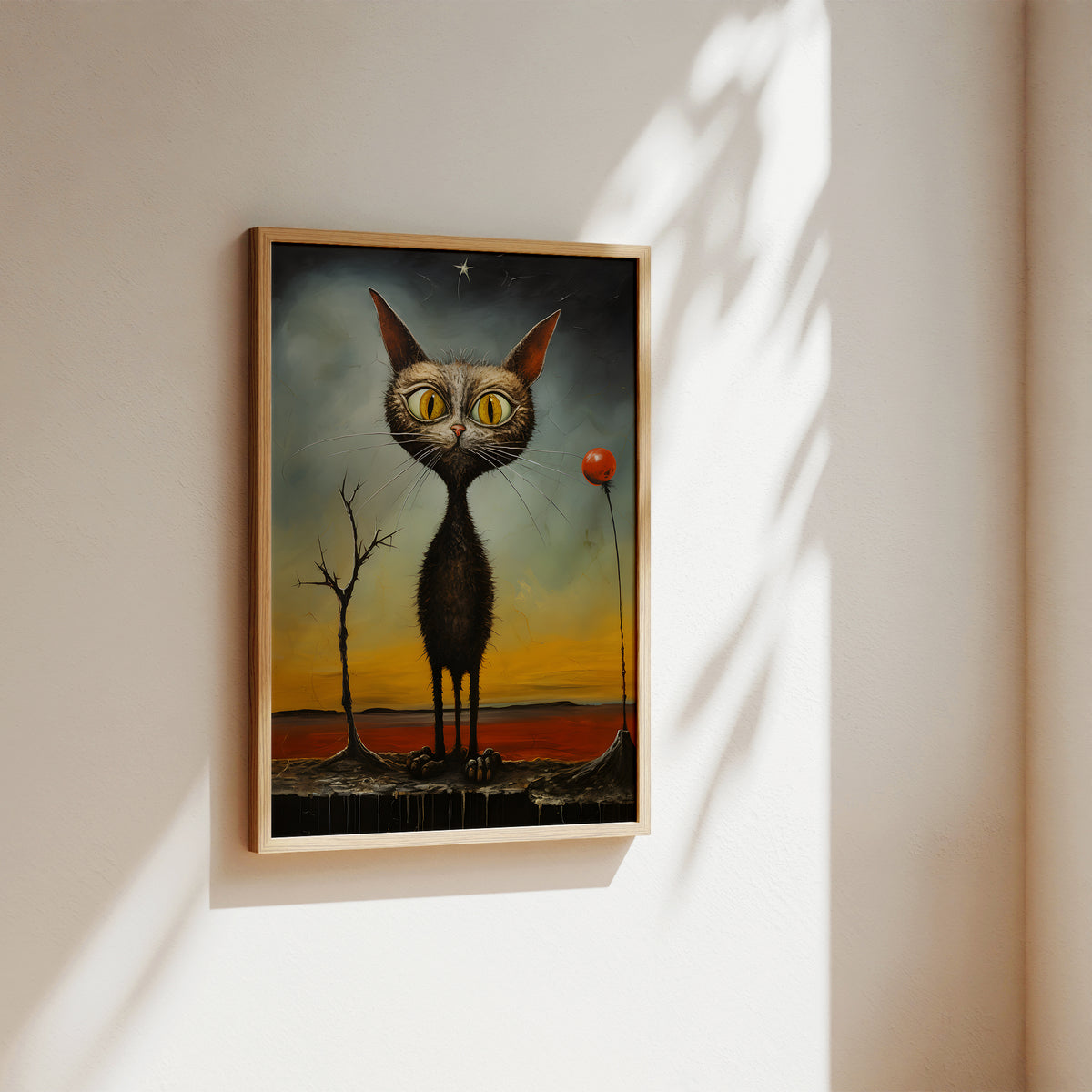 Surreal Black Cat In Abstract Space – Art Print Inspired By Artist