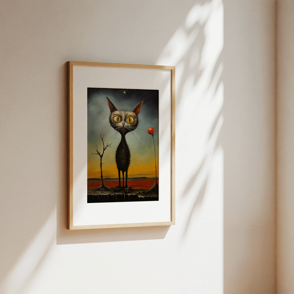 Surreal Black Cat In Abstract Space – Art Print Inspired By Artist