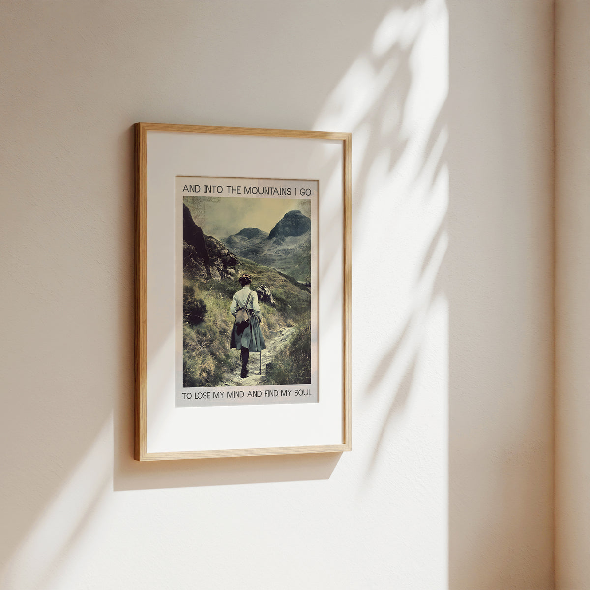 Into The Mountains I Go Retro Art Print - Inspirational Quote Poster