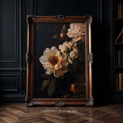 Dark Garden Rose Ship Bush - Dark Academia Art Print