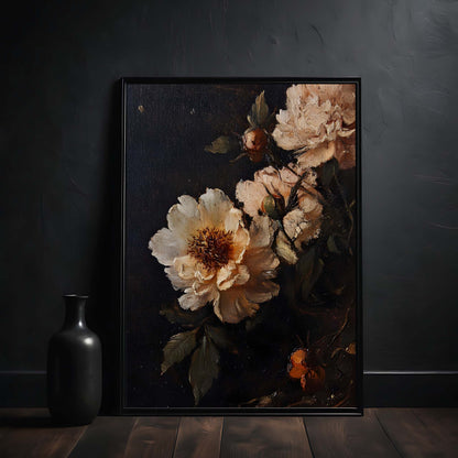 Dark Garden Rose Ship Bush - Dark Academia Art Print