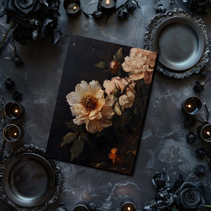 Dark Garden Rose Ship Bush - Dark Academia Art Print