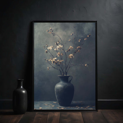 minimalist flowers in the vase wall art print dark academia