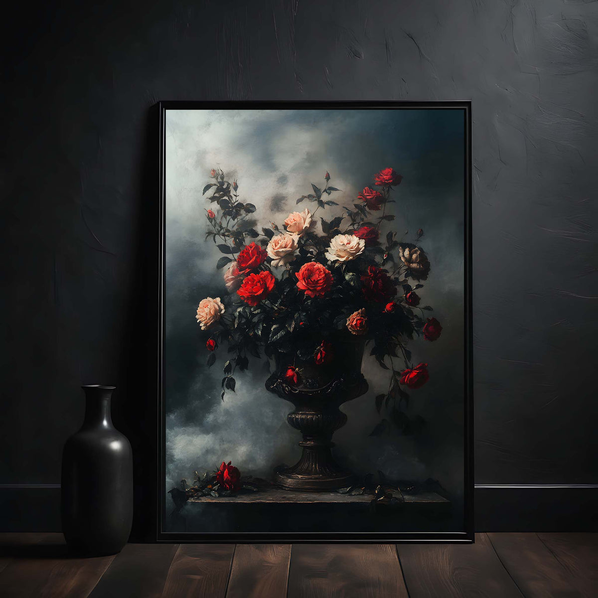 roses in the vase dark academia wall art print
