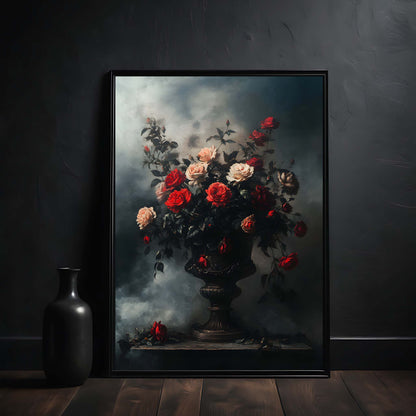 roses in the vase dark academia wall art print