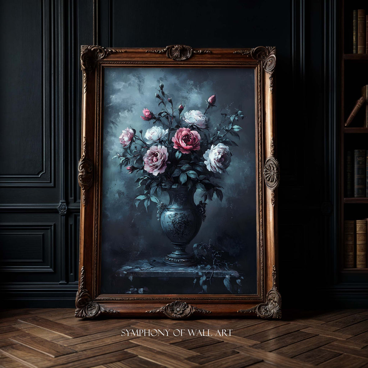 vintage roses in the vase wall art print