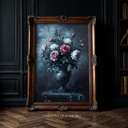 vintage roses in the vase wall art print