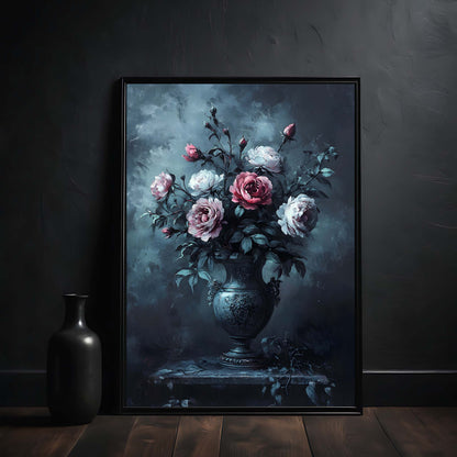 vintage roses in the vase wall art print