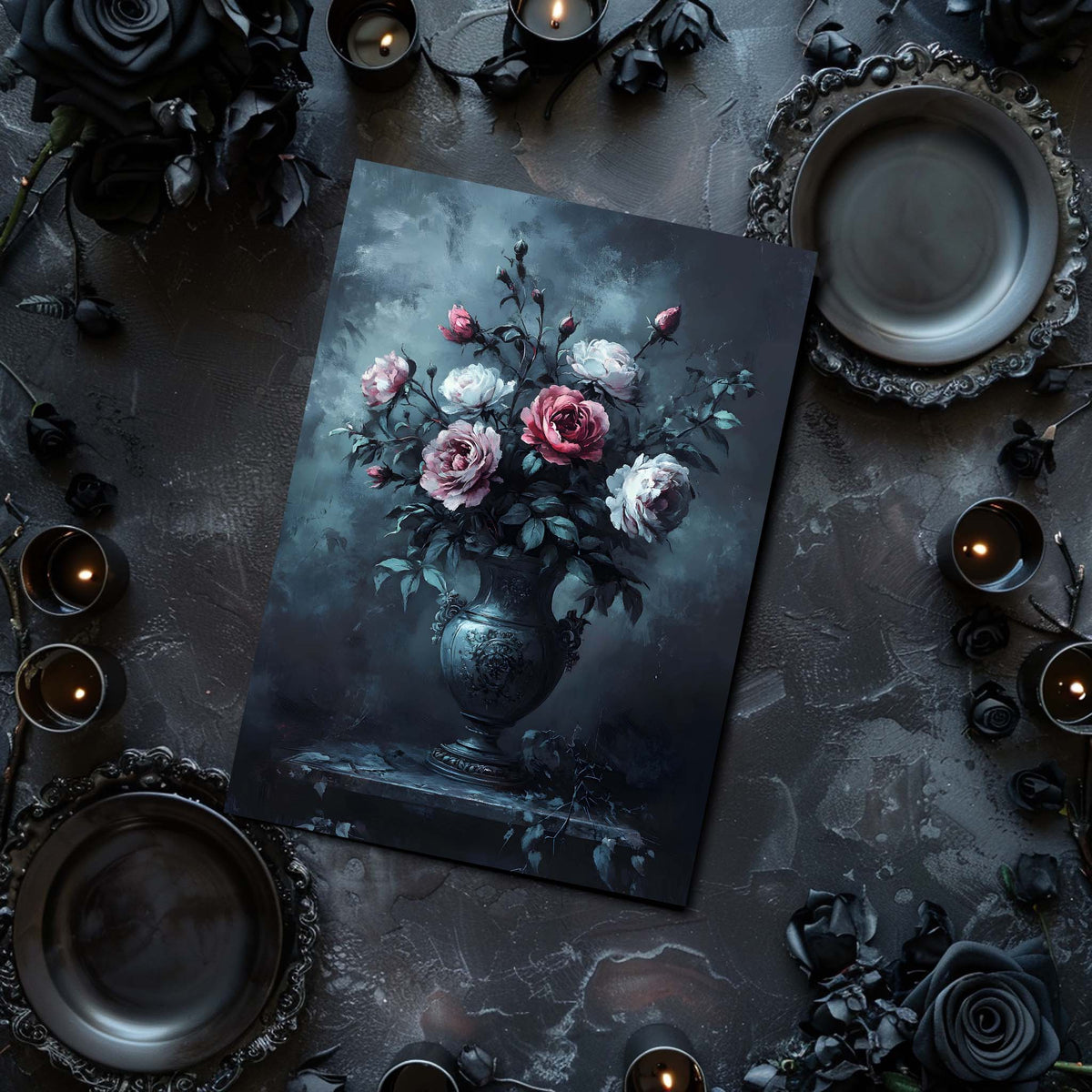 vintage roses in the vase wall art print
