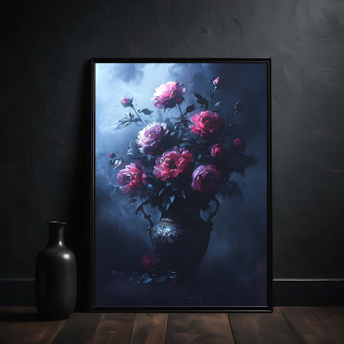 Deep Purple Roses In The Vase - Dark Academia Art Print