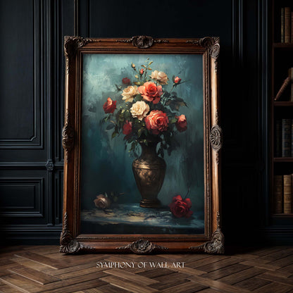 roses in the vase still life wall art print