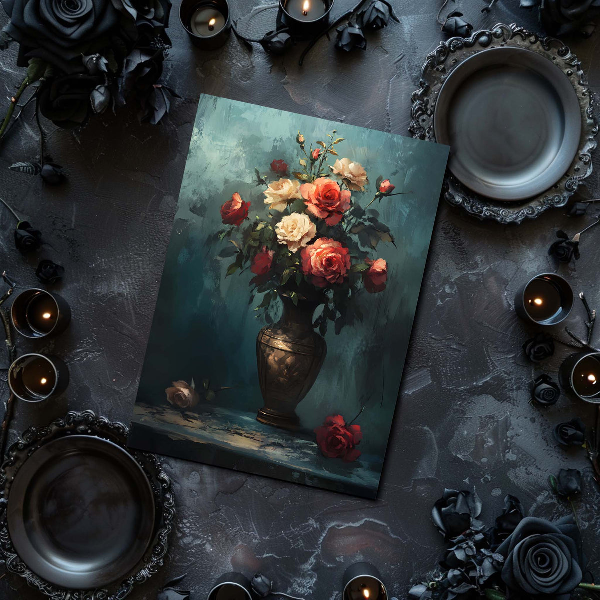 roses in the vase still life wall art print