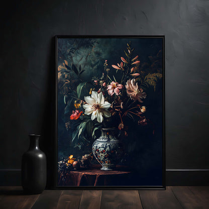 dark academia flowers in the vase art print
