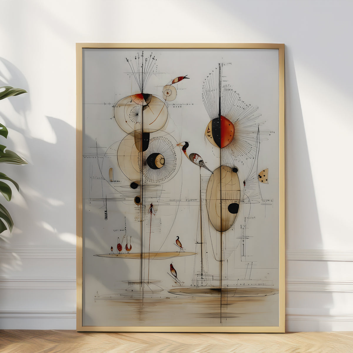 Geometric Abstract Linear Bird Inspired by Kandinsky  – Art Print Inspired By Artist