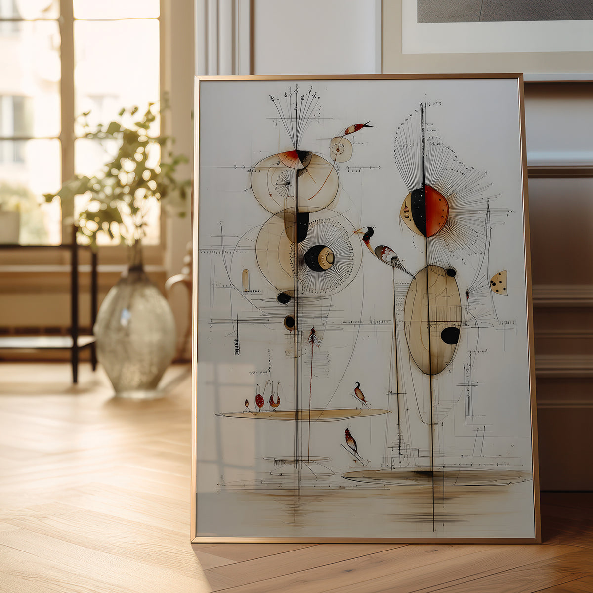 Geometric Abstract Linear Bird Inspired by Kandinsky  – Art Print Inspired By Artist