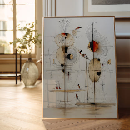 Geometric Abstract Linear Bird Inspired by Kandinsky  – Art Print Inspired By Artist