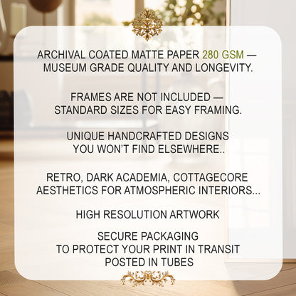 Text overlay on a blurred background with product details about archival coated matte paper.